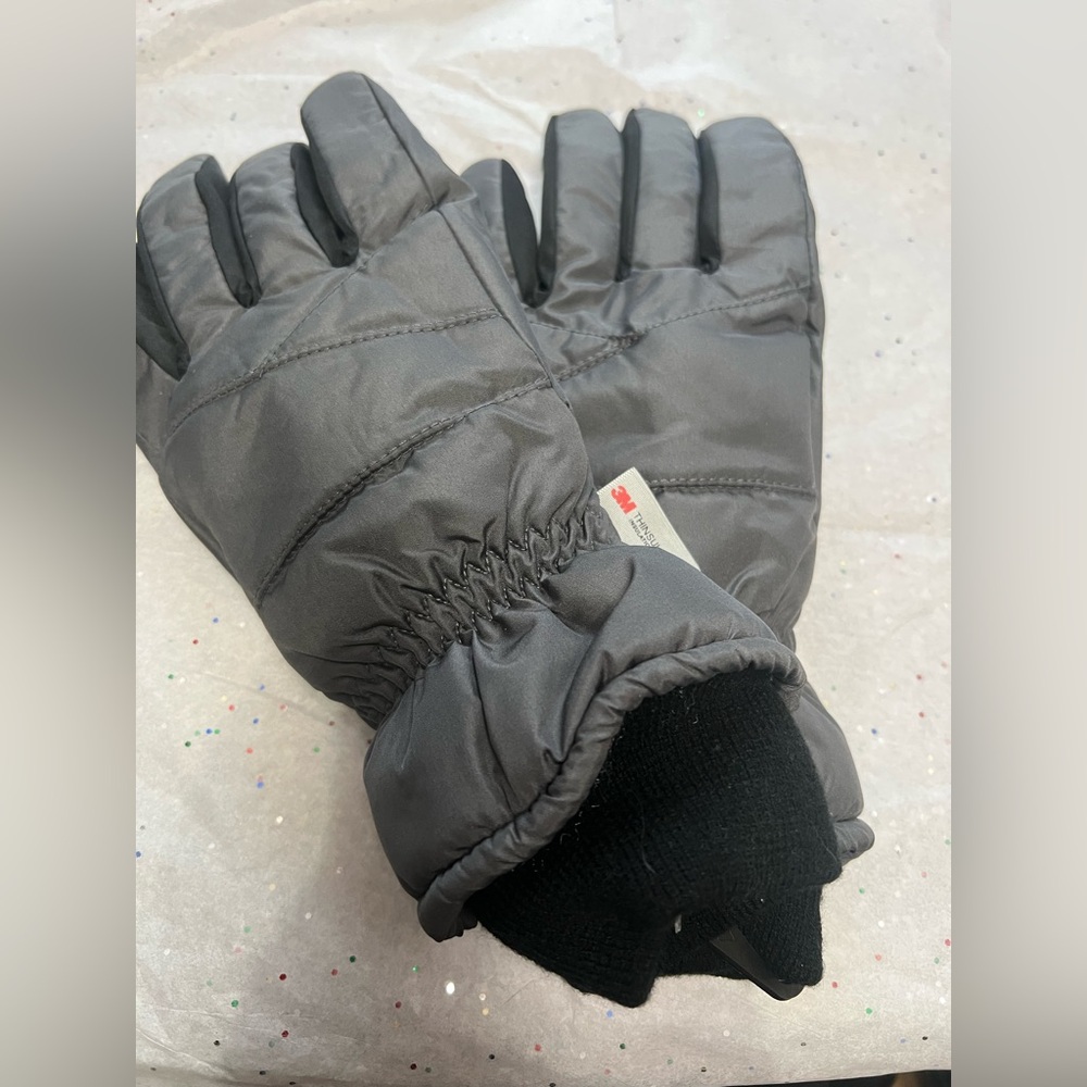 Gray Insulated Winter Gloves